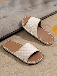 2025新款拖鞋 沙滩白拖鞋 时尚品牌拖鞋 波西米亚风拖鞋 手工制作 拖鞋 软底耐磨 儿童厚底拖鞋 - 米色 - 查看 5