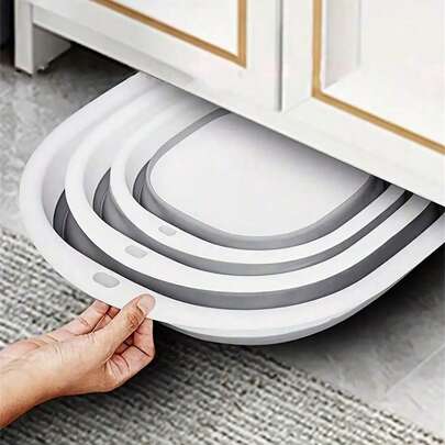 1/3 chậu rửa mặt gấp gọn tiện lợi và thời trang màu xám, chậu rửa mặt di động có thể thu gọn dùng để rửa mặt, rửa rau, rửa đồ lót, ngâm chân, phù hợp cho gia đình, trường học, văn phòng, xe hơi, tiết kiệm không gian (chất liệu an toàn cho trẻ em), nhẹ và có thể mở rộng, dễ dàng vệ sinh.