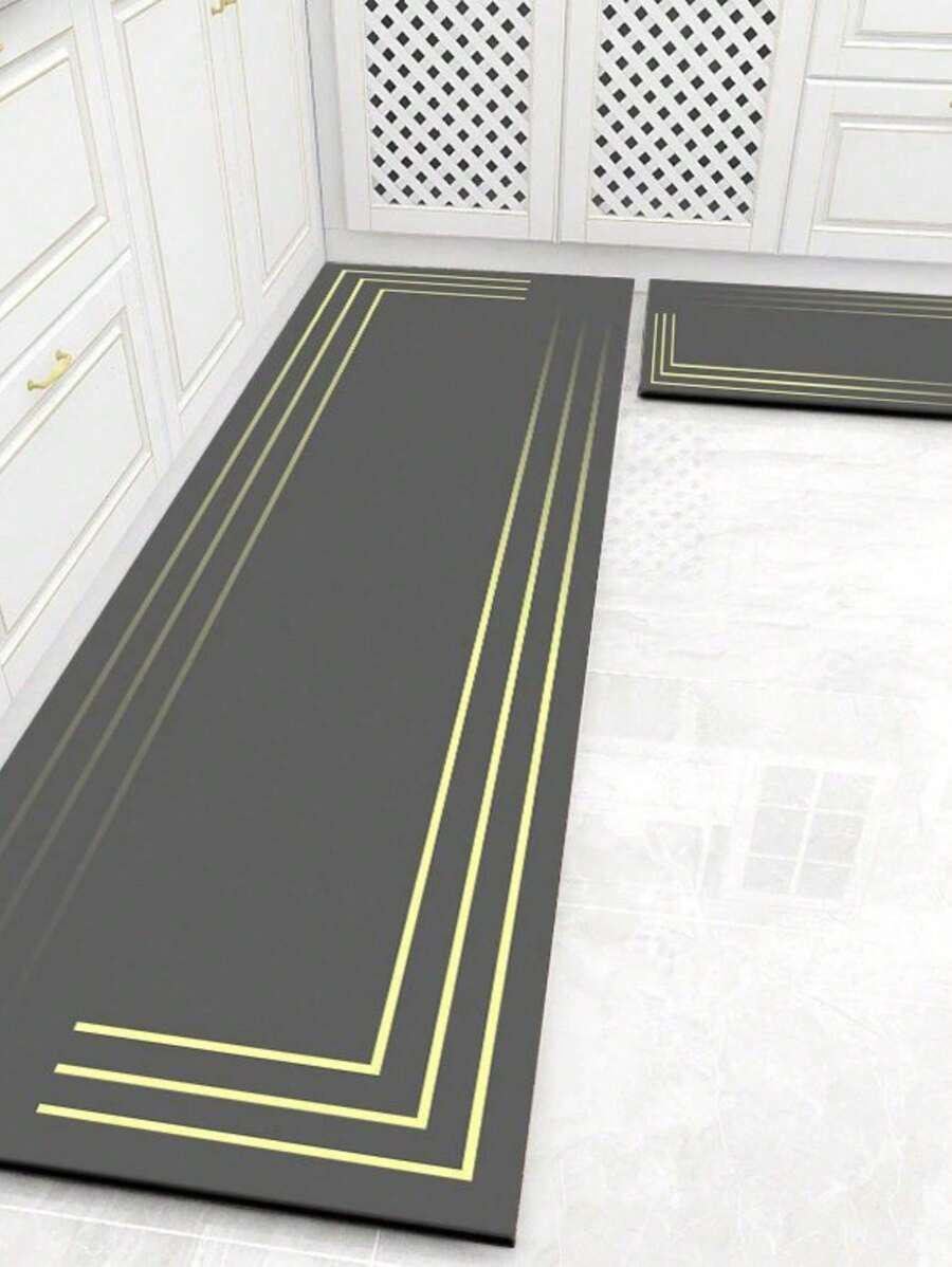 Kitchen Rug Set Non-Slip Runner Set 2 Pcs Size 38x78cm And 38x118cm - Grey - View 1