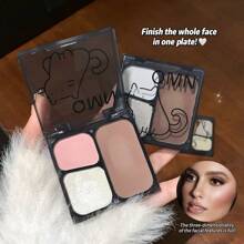 QMN Paleta de contorno del cielo nocturno, 3 colores de polvos naturales para esculpir y contornear, resistente al agua y al sudor, ligero y de larga duración, iluminador mate y brillante, realza la lisura facial, da forma a los contornos faciales