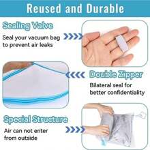 12 件套真空压缩袋，包括 6 个大号和 6 个中号，节省空间的收纳袋，适合旅行和家庭整理，适用于衣服和行李打包