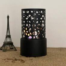 Classic Hollow Design Black Tabletop Fireless Alcohol Real Flame Portable Heater For Living Room, Bedroom, Outdoor Camping, Decoration (Alcohol Not Included)