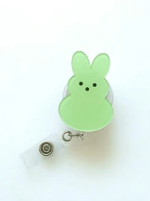 1pc Easter Bunny Bunny Acrylic Badge Scroll, Retractable PMMA Nurse ID Holder With Alligator Clip, Colored Bunny Brooch, Name Badge Holder Holder, Cute Holiday Badge Roll For Nurses And Office Use, Easter Party Accessory