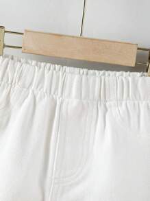 1pc Baby Boy Versatile Casual Simple Streetwear Outdoor Denim Pants - White - View 4