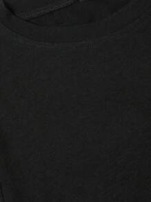 Letter Print Crew Neck T-Shirt, Versatile Short Sleeve T-Shirt For Spring & Summer, Women's Clothing - 黑色 - 查看 3