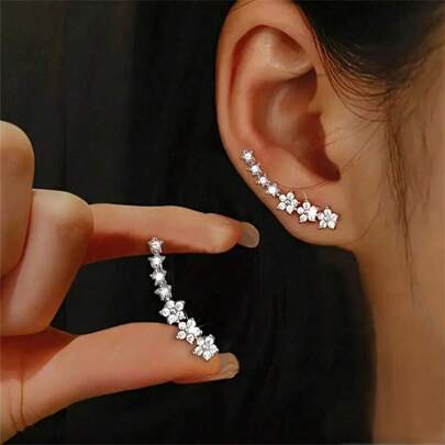 1 Pair 3.2g Silver-Tone Faux Pearl Clip Earrings For Ladies, Suitable For Daily, Commuting And Banquet Occasions, A Multifunctional And Elegant Ear Cuff. Vintage French Holiday Gift/Essential Gift.