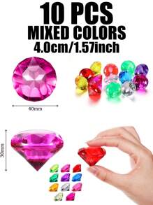 paquete mixto de 1/10/20/30/50/100 piezas de joyas de tesoro pirata con diamantes brillantes, grandes gemas de acrílico falsas, gemas de plástico multicolor para llenar jarrones, decoración de mesa para fiestas de cumpleaños, fiestas de piratas, juguetes para la piscina
