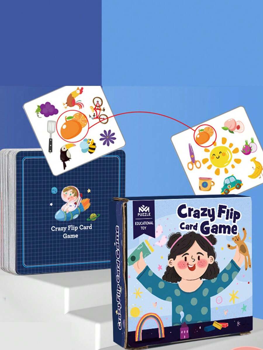 54pcs/Set Wild Card Game Fruit Animal Pattern Test Eye Suitable For Outdoor Multiplayer Camping Group Building Card Game Interactive Funny Party Game Gift/ Quickly Find The Same Pattern - Multicolor - View 1