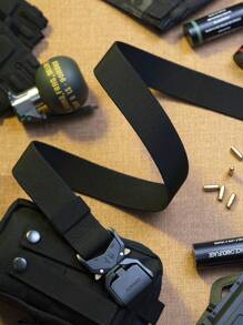 1pc 3.8cm Elastic Multifunctional Tactical Waist Belt, Nylon Canvas Woven Casual Slouchy Belt For Men - Multicolor 1 - View 3