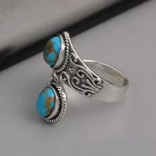 1pc Stylish Unique Bohemian Retro Design Ring - Antique Silver - View 2