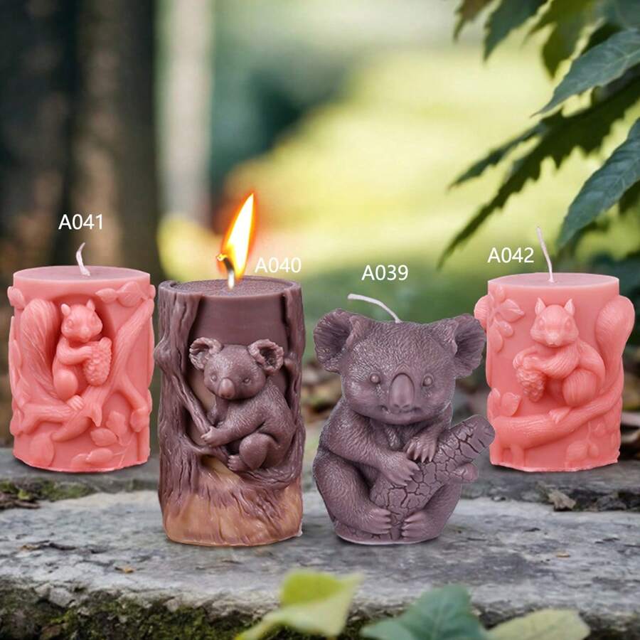 考拉花栗鼠形状硅胶蜡烛模具