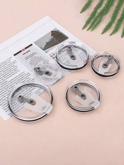 10pcs Straw Cup Lid, Airtight Leak-Proof Car Cup Lid, Cooling Insulation Tumbler Lid With Flip Top, Silicone & Plastic Material