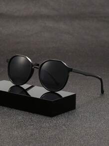 1pc Round Frame Summer Beach Unisex Fashion Fashion Glasses - Black - View 5