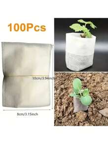 100 Seed Seedling Bags, Non-Woven Plant Growth Bags, Fabric Seedling Pot Plant Bags, Household Garden Supplies