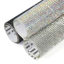 Bling Rhinestone Crystal Sticker Decal Sheet DIY Self-Adhesive Diamond Ribbon DIY Decoration Sticker Car Tablet Phone Decor - White - View 3