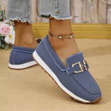 女士休闲运动鞋 2024 春秋季新款链条装饰网眼软底时尚舒适鞋 - 藍色 - 查看 5