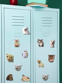 Funny Cat Expression Fridge Magnets, Cute Cat Refrigerator Magnets, Humorous Fridge Stickers, Door Decals, Decorative Stickers, Soft Rubber Animal Magnets, Birthday & Graduation Gifts - Multicolor - View 5