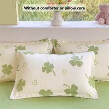 4pcs Heart & Bear Print Bedding Set (1 Duvet Cover + 2 Pillow Covers + 1 Flat Sheet, Without Pillow And Quilt), Soft & Breathable, Machine Washable, Suitable For Bedroom Decor, All Season