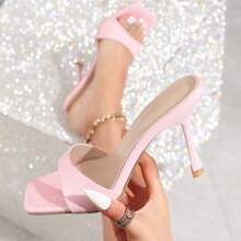 Women's High Heel 2025 Spring/Summer New Fashion Square Toe Peep Toe Stunning Pink Sandals - Pink - View 8