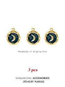 3/5pcs Gold Color Stainless Steel Enamel Charms Pendants For DIY Earrings Necklace Jewelry Making Supplies Handcrafted Oil Dripping Personalized