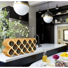 Organizador de especias de bambú entrecruzado para gabinete, soporte organizador de especias de madera para condimentos, estante de especias de 18 frascos, organizador de almacenamiento de especias en forma de torre para cajón de encimera de cocina (frascos no incluidos) - Marrón - Ver 2