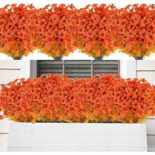 20 Bundles Artificial Flowers For Outdoor Faux Flowers No Fade Fake Plastic Plants Garden Porch Window Box Decorating (Pink)