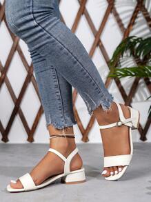 Mid-Heel Chunky Women's Sandals, 2025 New Arrival, High-Heeled Ankle Strap Sandals - White - View 6