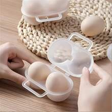 1 pieza / 3 piezas Caja portátil de huevos de 2 celdas de PP, caja de almacenamiento de huevos a prueba de golpes, adecuada para uso seguro al aire libre
