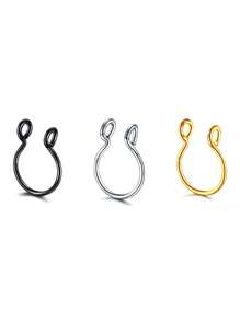 1/2/5件女士假鼻环鼻钉鼻夹鼻中隔环无需穿孔低致敏性不锈钢材质银色/金色/玫瑰金/黑色8毫米 - 金黃色 - 查看 15