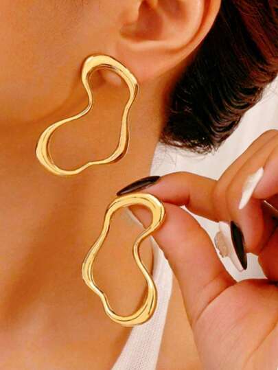 1 par de brincos personalizados, design de linha assimétrica exagerada, estilo moderno e simples, uso diário para mulheres