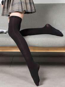 1/4/9/10/15 Pairs Women Solid Color Thigh High Socks, Candy Colors, Over-The-Knee Long Stockings, Suitable For Spring/Summer, Christmas, Cozy