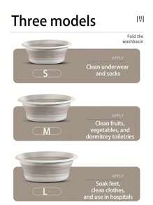 1/3pcs Convenient & Stylish Folding Gray Wash Basin, Portable Collapsible Wash Basin For Face, Vegetables, Lingerie, Foot Soak, For Home, School, Office, Car, Space-Saving (Baby-Material), Easy To Clean, Lightweight & Expandable Home Bathroom Decor Fall Decor Back To School