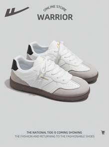 WARRIOR 1 双女式休闲软底运动鞋，百搭低帮户外运动滑板鞋 - 黑與白 - 查看 5