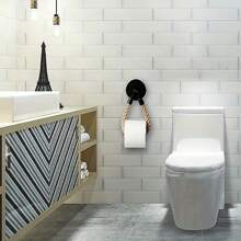 1 件装绳索自粘式壁挂式卫生纸架 - 家用毛巾收纳架