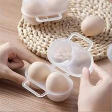 1 pieza / 3 piezas Caja portátil de huevos de 2 celdas de PP, caja de almacenamiento de huevos a prueba de golpes, adecuada para uso seguro al aire libre