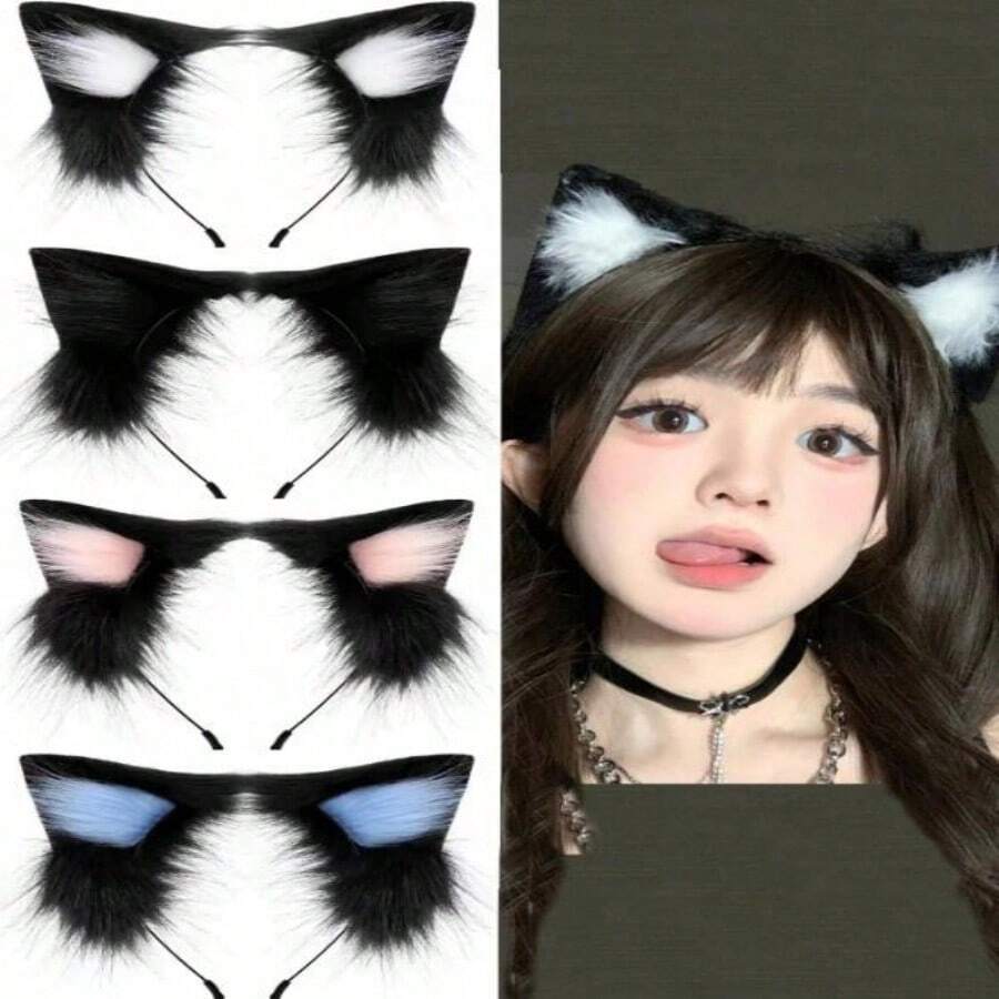 1 件装猫耳朵头带角色扮演女士发带服装装扮可爱发饰 - 彩色 - 查看 1