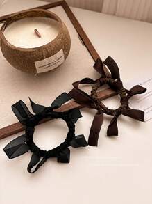 2 piezas Scrunchies de malla con lazo, banda elástica para cola de caballo elegante, accesorios para el cabello de alta elasticidad para la primavera