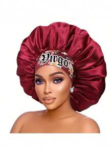 1 PC Hair Basic Satin Bonnet 12 Constellations Personalization Printed Satin Wide-Brimmed Elastic Sleep Cap Hat - Red Constellation - View 12