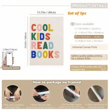 1pc, Canvas Hanging Picture, Framed Decorative Painting, Poster, Wall Art, Chic And Cool Young People Love Reading Canvas Wall Art - Bright Colors, Simple Design, Suitable For Game Rooms, Classrooms And Home Decor - Perfect For Young People's Rooms And Living Spaces Gifts Birthday Graduation