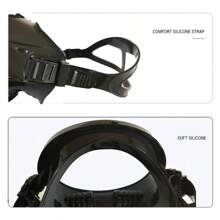 全脸浮潜面罩，成人尺寸，采用钢化玻璃和超柔软硅胶制成，舒适无味，180°广角防雾，可调节尺寸和头带 - 彩色 - 查看 4