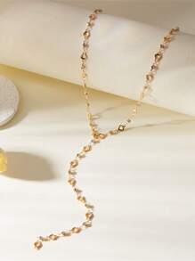 1 pièce Collier pendentif en forme de Y à cœur creux de style minimaliste et frais avec des strass, idéal pour la Saint-Valentin, la mère, la mère, la fête des mères, cadeau
