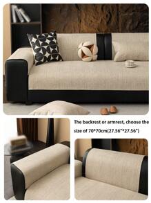 1pc All-Season Linen-Like Sofa Cushion Cover, Style Pet-Friendly Anti-Dirty Anti-Slip Sofa Slipcover, Scratch Resistant For L-Shaped Combo Sofa And 1/2/3/4 Seat Sofa (Sold Individually), Spring/Autumn