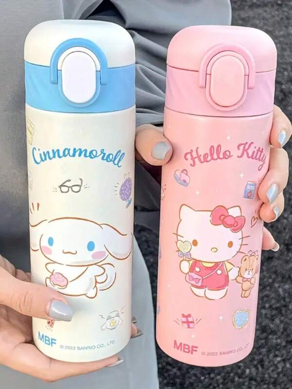 Sanrio Sanrio niedliche und tragbare Tasse, hochwertig gestaltet mit Strohhalm, stilvoll und praktisch, große Kapazität, langanhaltende Isolierung.
