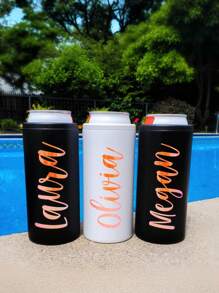 1pc 12oz Customized Stainless Slim Can Cooler, Customizable With Your Name,For Fathers Dad Gift,Wedding Bridesmaid Gift And For Camping Equipment,Sports Outdoor Water Cup,Party Gifts, ,Bridal Gift, Bachelorette Party Cup, Vinyl Decal, Easter Mother's Day Gift, Bachelorette Party Favors, Girls Trip Cups - Cooler - View 10