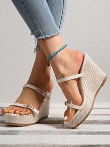 1 Pair Women's New Style Platform Wedge Heel Sandals - Beige - View 6