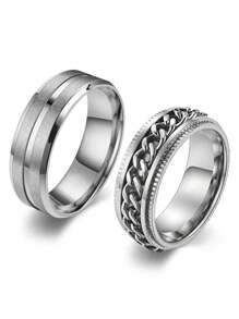 2 Stück/Set Mode geprägte Design Ringe (Kettenringe können in der Mitte rotieren)