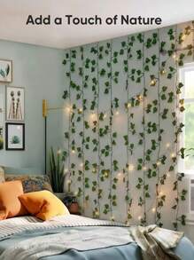 1pc/12pcs Artificial Ivy Vines With Fairy Lights, Suitable For Room Decor, Curtain Decor, Wall, Bedroom, Wedding, Birthday Party Decoration Gifts Graduation,Fake Plants