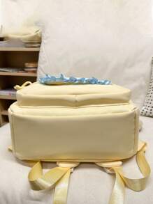 Cartoon Fashion Backpack; Beautiful Travel School Bag; Interesting Patchwork Pattern And Fashionable School Design, Backpack, School Bag.