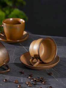 1pc Retro Coffee Cup, Ceramic Kiln Color Changing Mug, Personalized Cup, Latte Mug, Office Water Cup, Couples Cup, Afternoon Tea Cup, Herbal Tea Cup