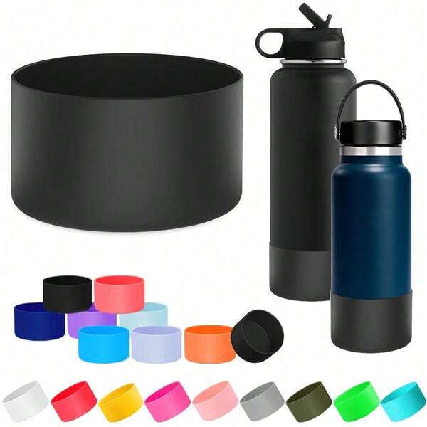 Silicone Sleeve Protector Cover, Suitable For 12-40oz Standard And Wide Mouth Water Bottles/Tumblers, Non-Slip Bottom, Fits Stainless Steel Water Bottles, Back To School Supplies
